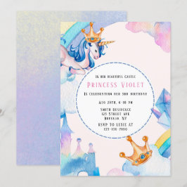 Convite Princesa Unicorn Castle 00th Festa de aniversário