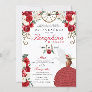 Convite Princesa Vermelha Russa Ocidental Cowgirl Quinceañ