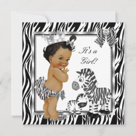 Convite Princesa Zebra Menina Chuvada de Bebê Étnica