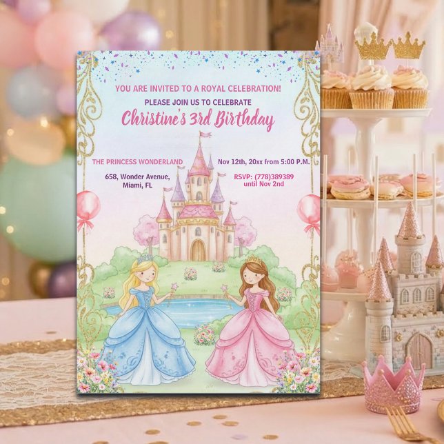 Convite Princess Castle Royal 3rd Birthday Party (Criador carregado)
