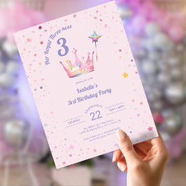 Convite Princess Crown 3rd Birthday Her Royal Threeness 