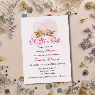 Convite Princess Crown (baby girl) Baby Shower Invitation
