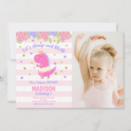 Convite Princess Dinosaur Birthday Photo Invitation