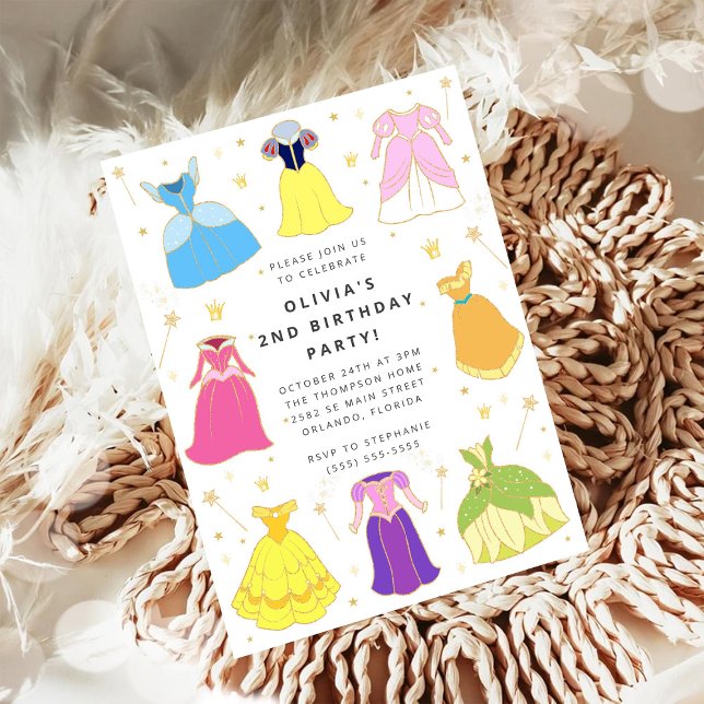 Convite Princess Dress Girl Birthday Collage Invitation (Criador carregado)