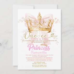 Convite Princess One-ce Upon a Time Coroa Rosa