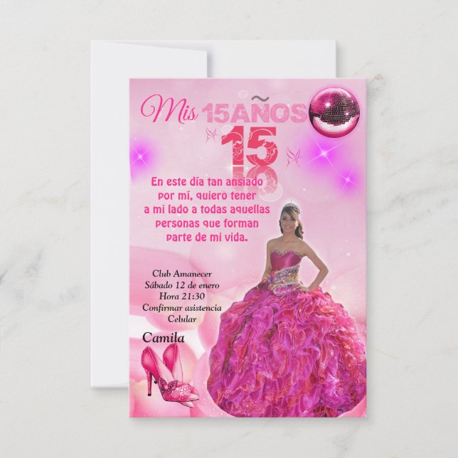 Convite Princess quinceañera invitation digital (Frente)