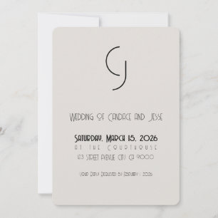 Convite Principal para Casamento de Arte Minimalis