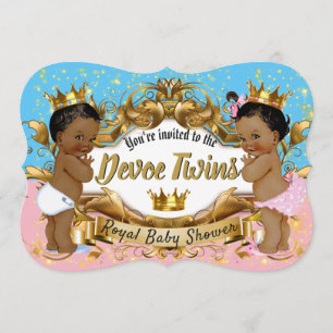 Convite Príncipe Africano Princesa Rosa e Azul Faíscas Do