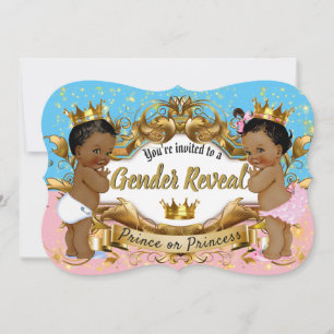 Convite Príncipe Africano Princesa Rosa e Azul Revoluç