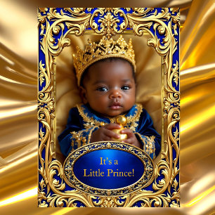 Convite Príncipe Azul Real Dourado Chocalho para Chás de B