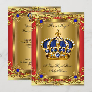 Convite Príncipe Azul Real Menino Chuvada de Bebê Regal Ve