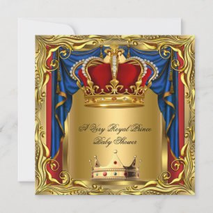 Convite Príncipe Azul Real Menino Chuvada de Bebê Regal Ve