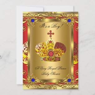 Convite Príncipe Azul Real Vermelho Regal Menino Chuveiro 