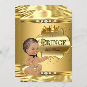 Convite Príncipe Chá de fraldas Gold Foil Brunette Arco Ti