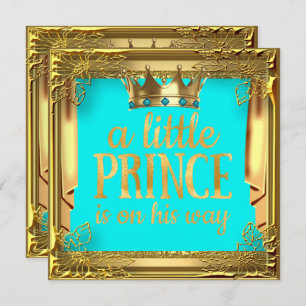 Convite Príncipe Chá de fraldas Turquoise Teal Blue