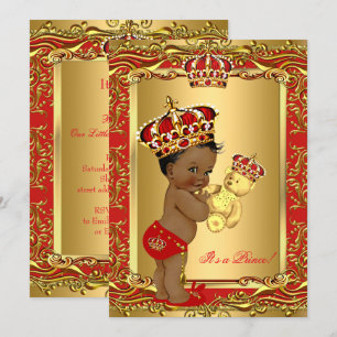 Convite Príncipe Coroa Bebê Royal Vermelho Churrasco Urso