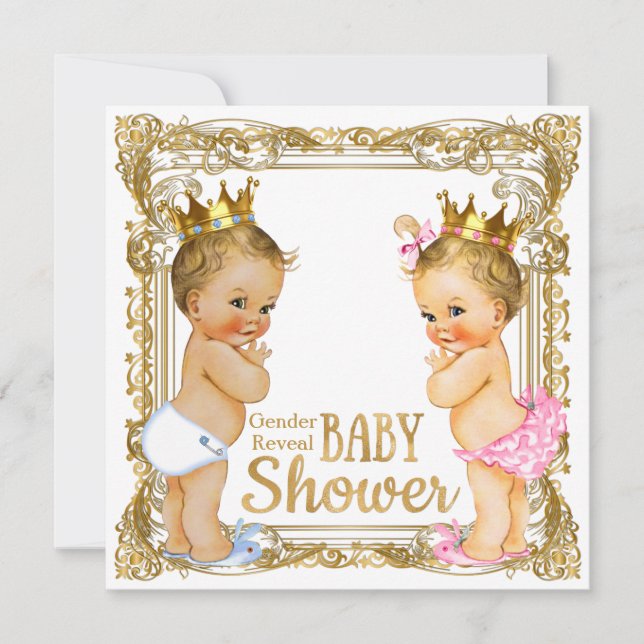 Convite Príncipe ou Princesa Chá de fraldas de Revenda (Frente)