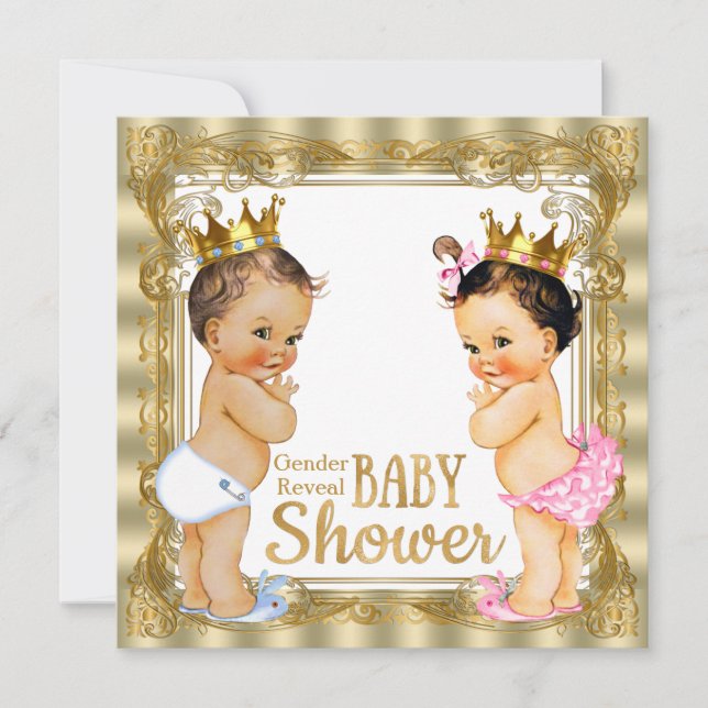 Convite Príncipe Princesa Chá de fraldas de Revenda (Frente)