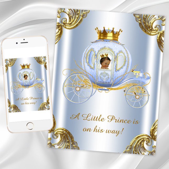 Convite Príncipe Real Carruagem Príncipe Chá de fraldas (Ethnic Prince Royal Baby Shower Invitation. Instant download and printed invitations available.)