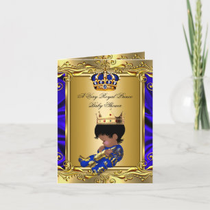 Convite Príncipe Real Chá de fraldas Azul Regal Dourado Do