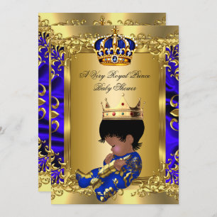 Convite Príncipe Royal Blue Boy Chá de fraldas Regal Doura