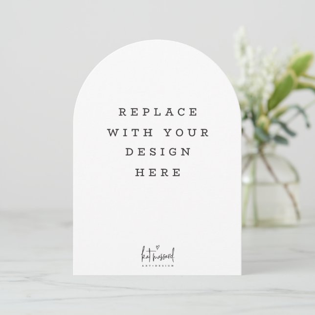 Convite PRINT ORDER 7 x 5 inch card Dicut arch edge (Em pé/Frente)