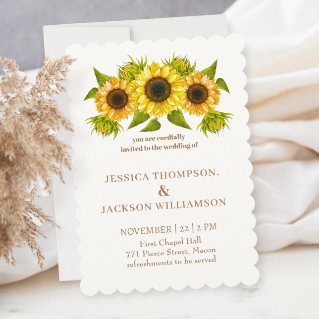 Convite Printable Custom Wedding Card, sunflower  (Criador carregado)