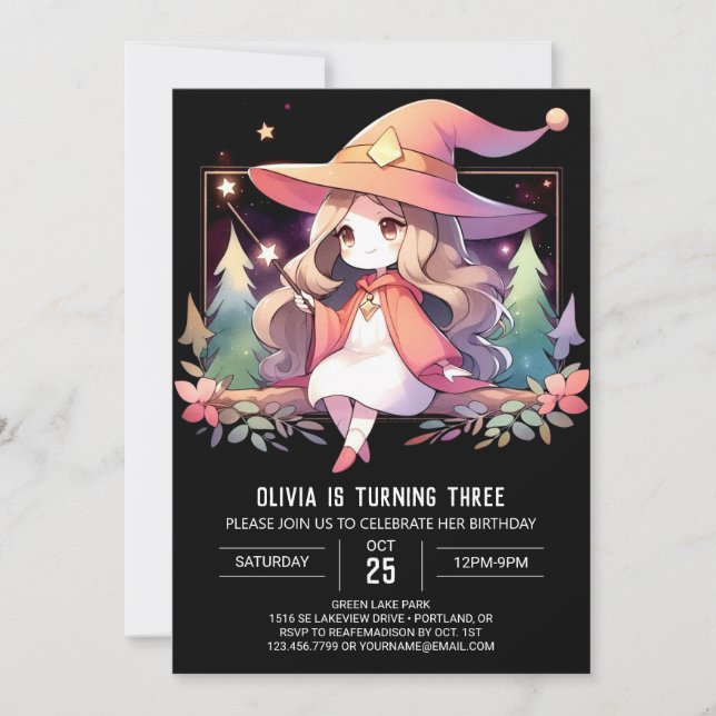 Convite Printable Fantasy Wizard Birthday (Frente)