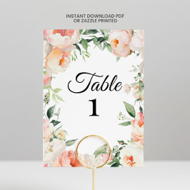 Convite Printable Floral Bridal Shower Table Numbers