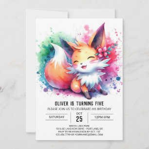 Convite Printable Fox Birthday