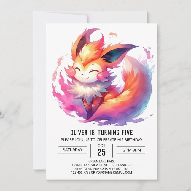 Convite Printable Fox Birthday (Frente)