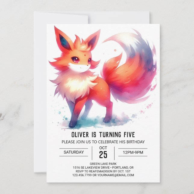 Convite Printable Happy Fox Birthday (Frente)