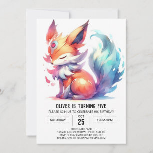 Convite Printable Happy Fox Birthday