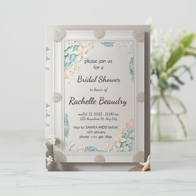 Convite Printable Invitation Template for Bridal shower (Em pé/Frente)