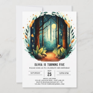 Convite Printable Pastel Forest Woodland Aniversário