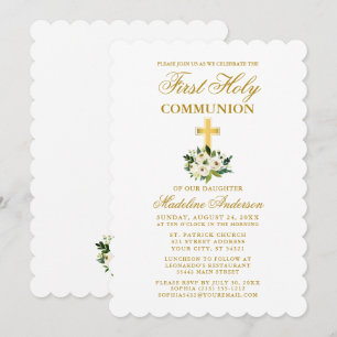 Convite Prioridade da primeira comunhão verde aquarela