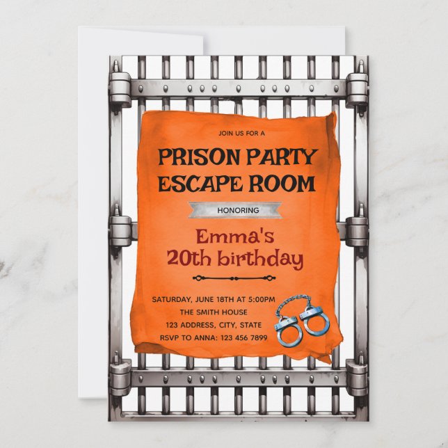 Convite Prison escape room party Invitation (Frente)