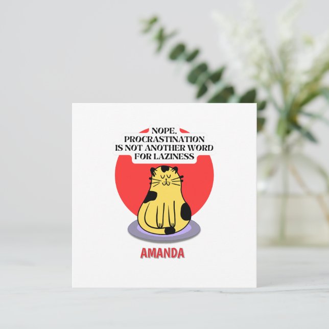 Convite Procrastination Theme Cat's Meme  (Em pé/Frente)