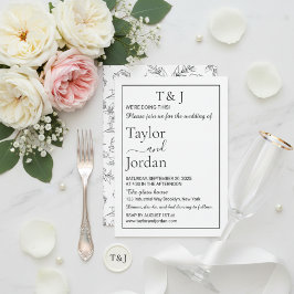 Convite Product Title Modern Black Floral Moody Minimalist