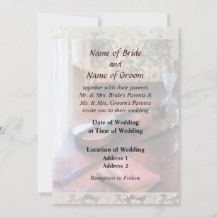 Convite Produtos de casamento de violino na credenza