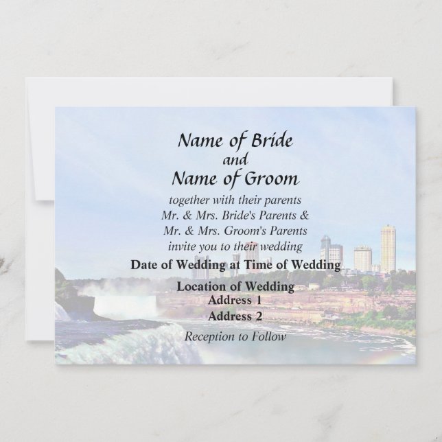 Convite Produtos de Casamento Niagara Falls - Sob o Arco-Í (Frente)