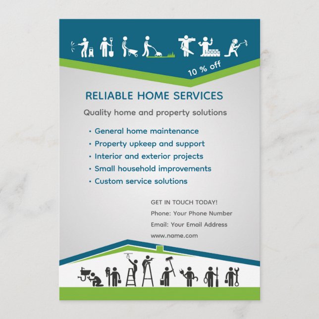 Convite Professional Home Maintenance Flyer Template (Frente)