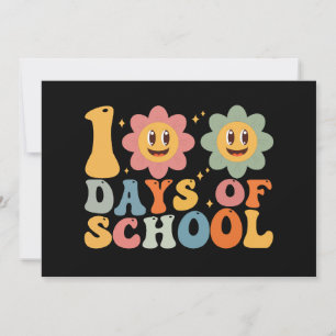 Convite Professor Crianças Retro Groovy 100 Dias de Escola