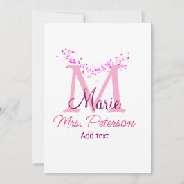 Convite Professor de monograma de brilho cardíaco rosa Sra