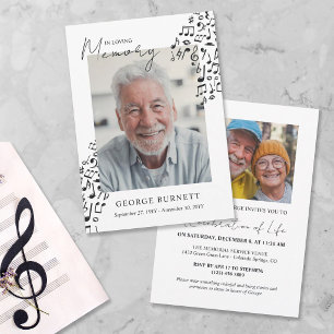 Convite Professor de Música Músico Notas Em Memória Amoros