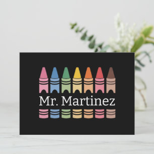 Convite Professor personalizado Crayon Nome Cute Back Scho