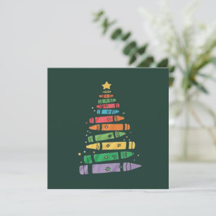 Convite Professora de Natal Crayon Tree Luzes de Natal