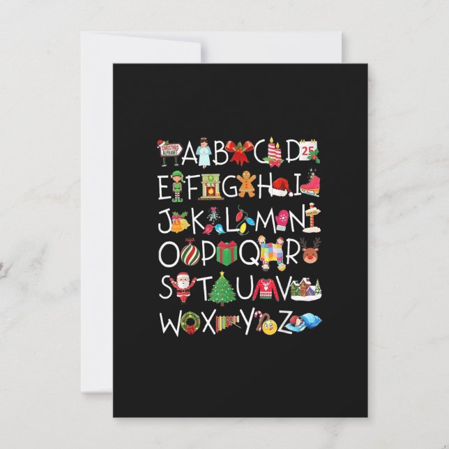 Convite Professora do Alfabeto Natal A.B.C. Costume Kids (Frente)
