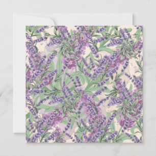 Convite Profusão de Lavanda Pó Rosa Floral Rústica