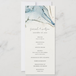 Convite Programa abstrato Chic Blue Beachy Weding
